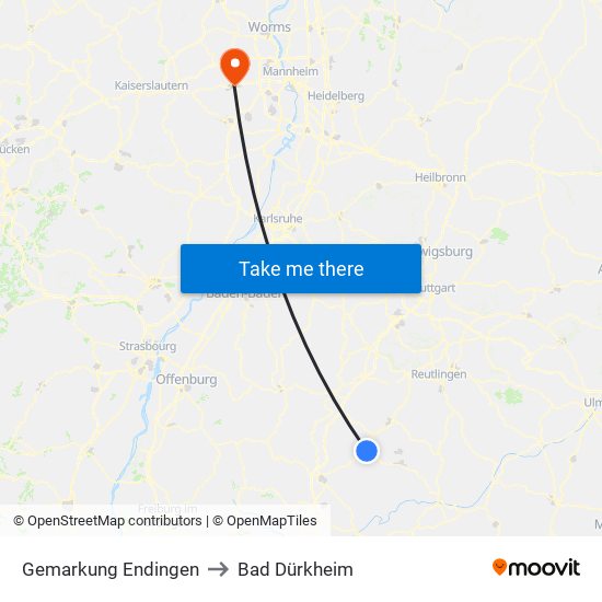 Gemarkung Endingen to Bad Dürkheim map