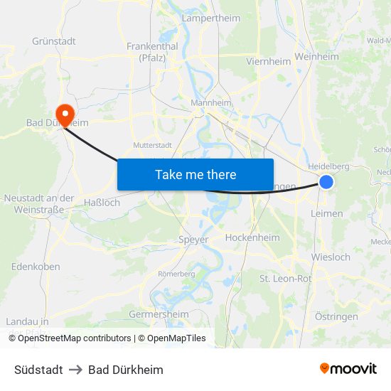Südstadt to Bad Dürkheim map