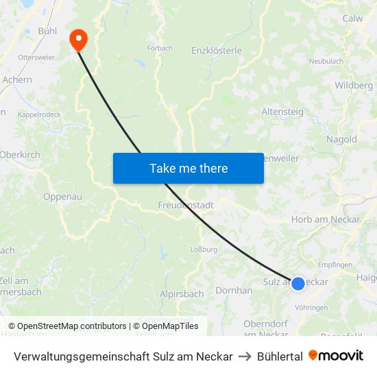 Verwaltungsgemeinschaft Sulz am Neckar to Bühlertal map