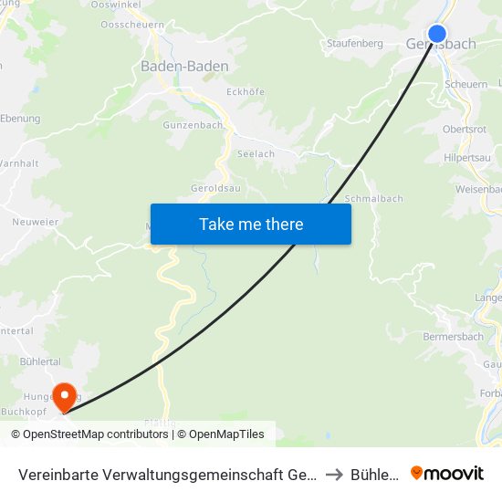 Vereinbarte Verwaltungsgemeinschaft Gernsbach to Bühlertal map