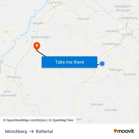 Mönchberg to Bühlertal map