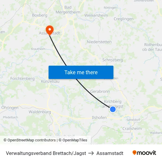 Verwaltungsverband Brettach/Jagst to Assamstadt map
