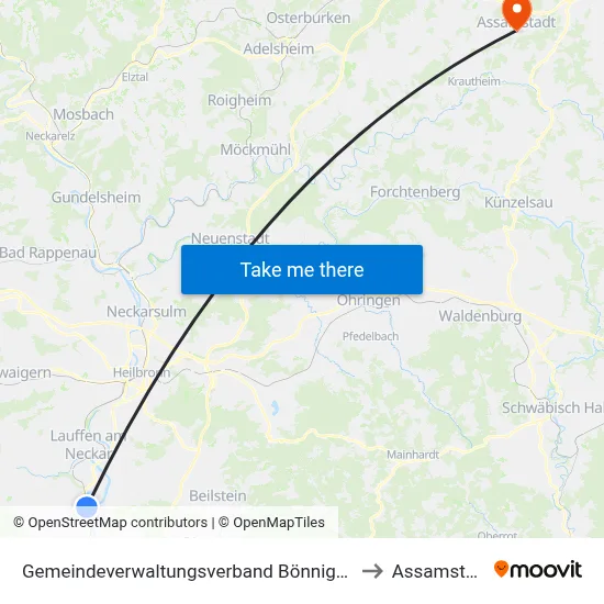 Gemeindeverwaltungsverband Bönnigheim to Assamstadt map