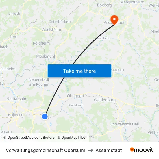 Verwaltungsgemeinschaft Obersulm to Assamstadt map