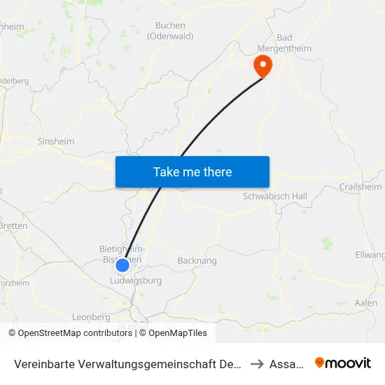 Vereinbarte Verwaltungsgemeinschaft Der Stadt Bietigheim-Bissingen to Assamstadt map