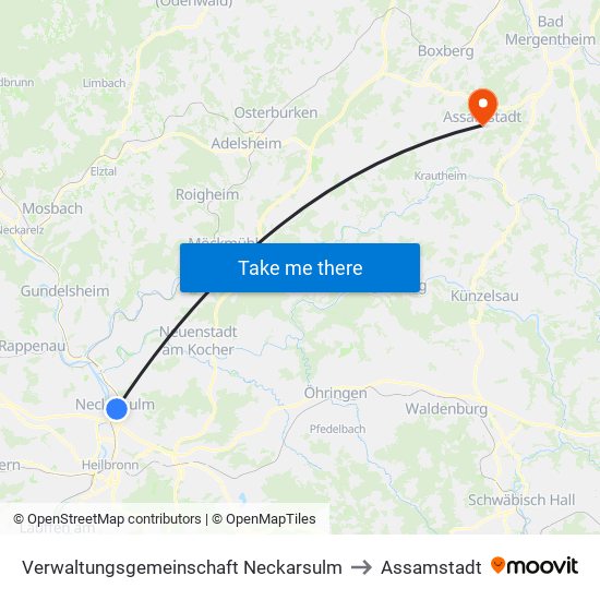 Verwaltungsgemeinschaft Neckarsulm to Assamstadt map