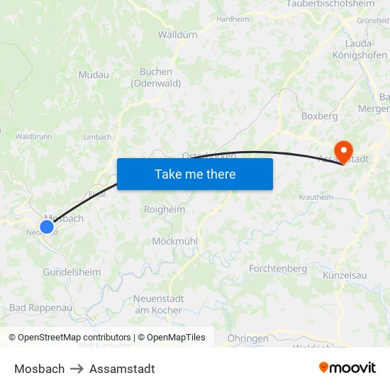 Mosbach to Assamstadt map