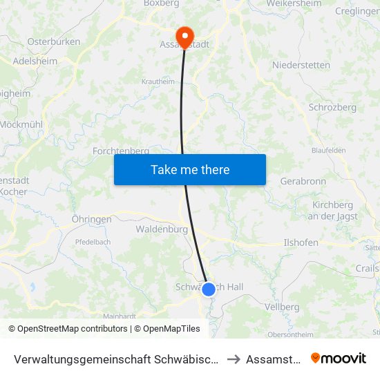 Verwaltungsgemeinschaft Schwäbisch Hall to Assamstadt map