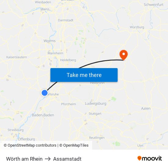 Wörth am Rhein to Assamstadt map