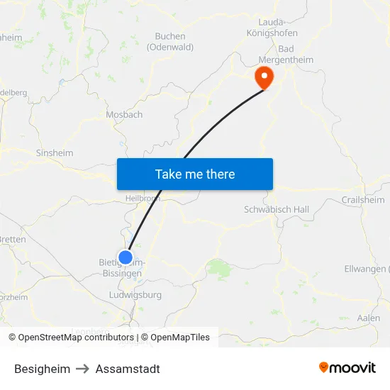 Besigheim to Assamstadt map