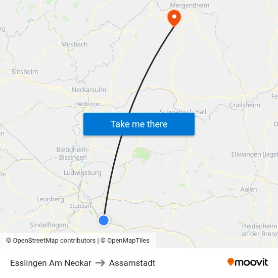 Esslingen Am Neckar to Assamstadt map