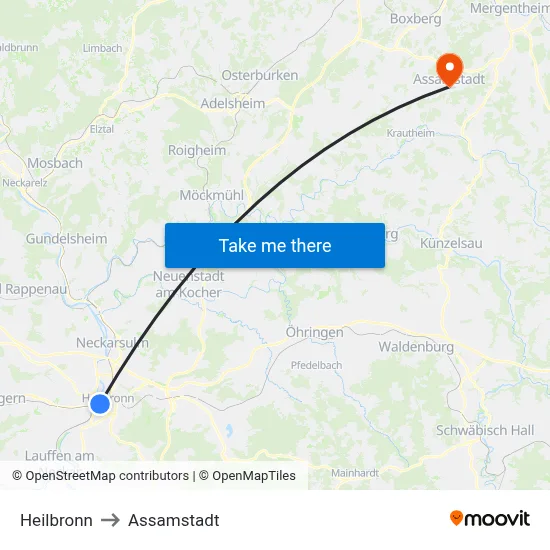Heilbronn to Assamstadt map