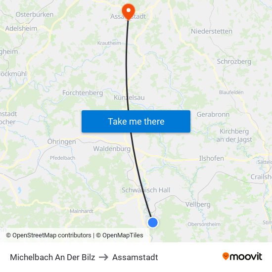 Michelbach An Der Bilz to Assamstadt map