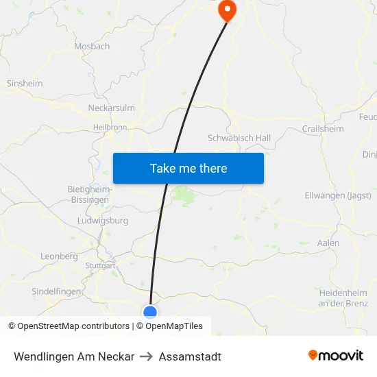 Wendlingen Am Neckar to Assamstadt map