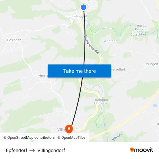Epfendorf to Villingendorf map