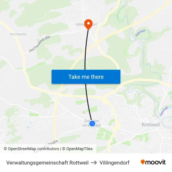 Verwaltungsgemeinschaft Rottweil to Villingendorf map