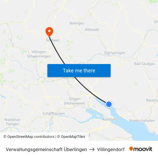 Verwaltungsgemeinschaft Überlingen to Villingendorf map