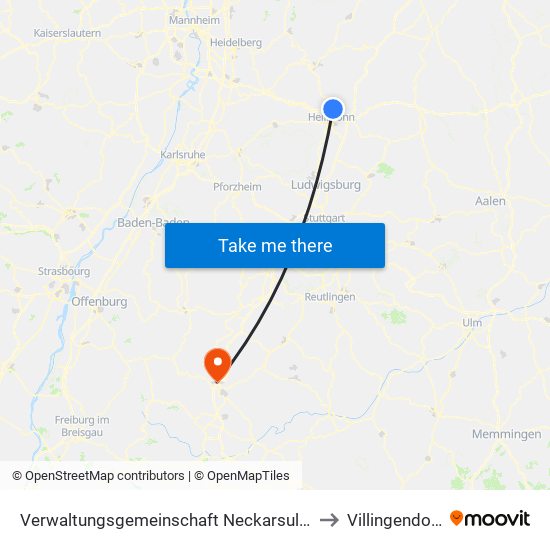 Verwaltungsgemeinschaft Neckarsulm to Villingendorf map