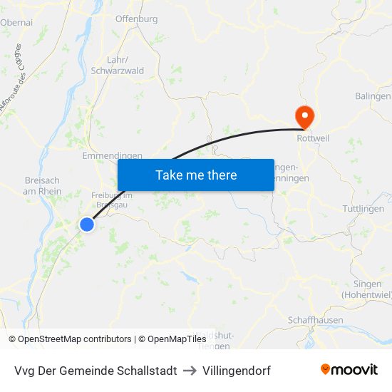 Vvg Der Gemeinde Schallstadt to Villingendorf map