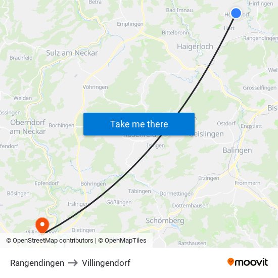 Rangendingen to Villingendorf map