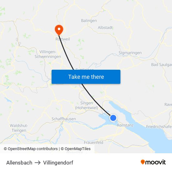 Allensbach to Villingendorf map