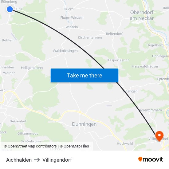 Aichhalden to Villingendorf map
