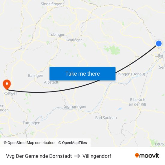 Vvg Der Gemeinde Dornstadt to Villingendorf map