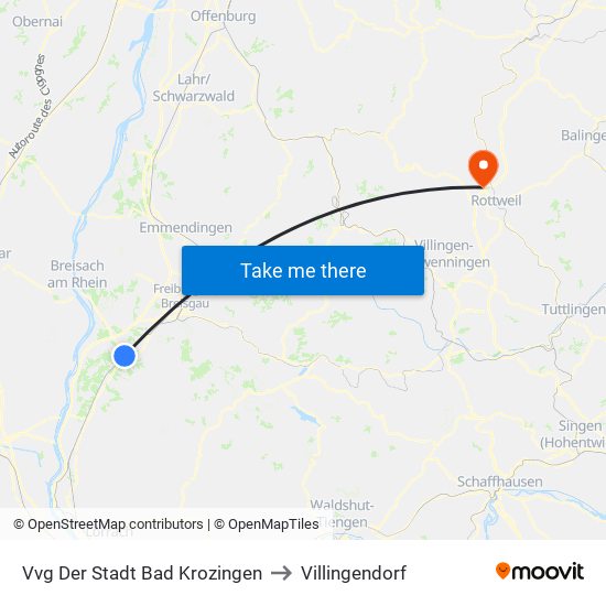 Vvg Der Stadt Bad Krozingen to Villingendorf map