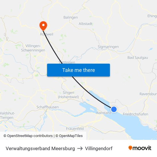 Verwaltungsverband Meersburg to Villingendorf map