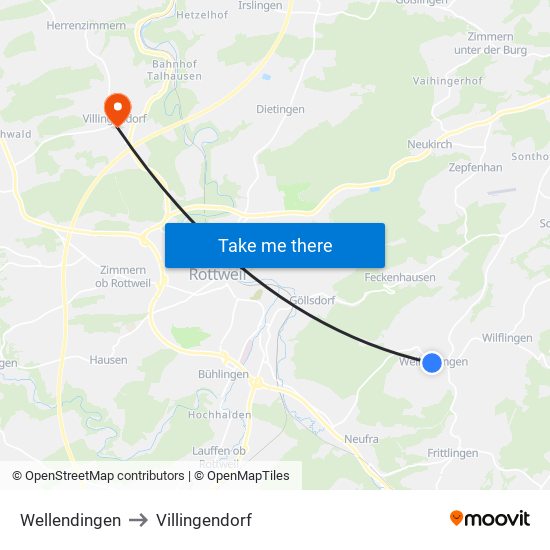 Wellendingen to Villingendorf map