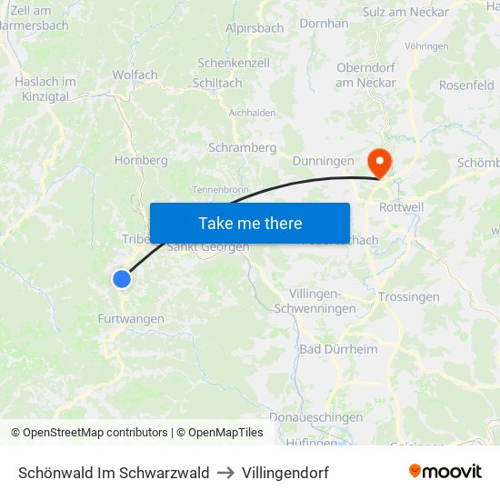 Schönwald Im Schwarzwald to Villingendorf map