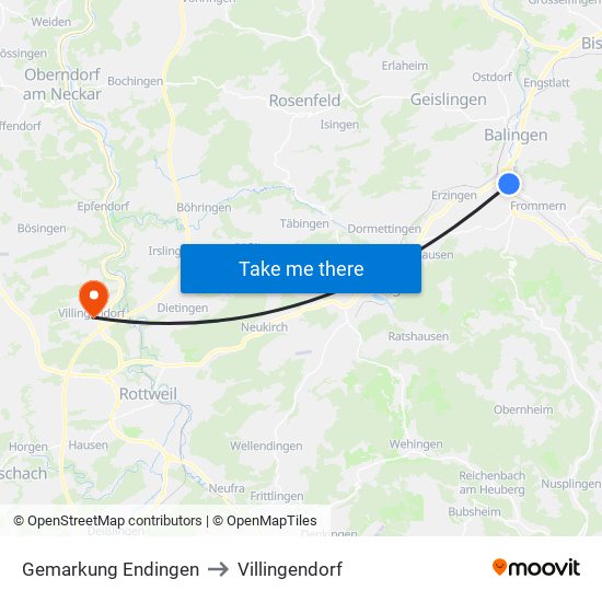 Gemarkung Endingen to Villingendorf map