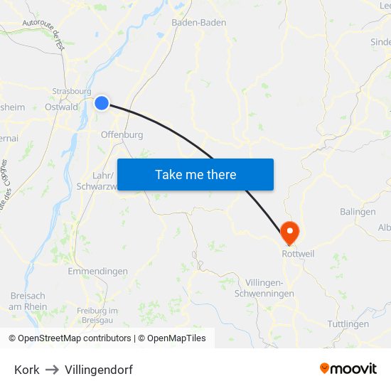 Kork to Villingendorf map