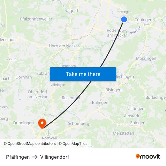 Pfäffingen to Villingendorf map