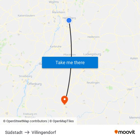 Südstadt to Villingendorf map