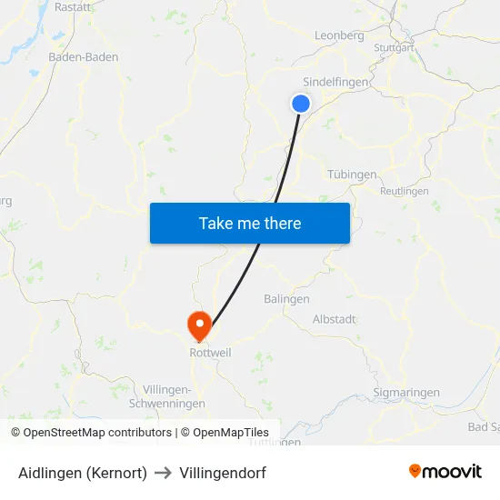 Aidlingen (Kernort) to Villingendorf map