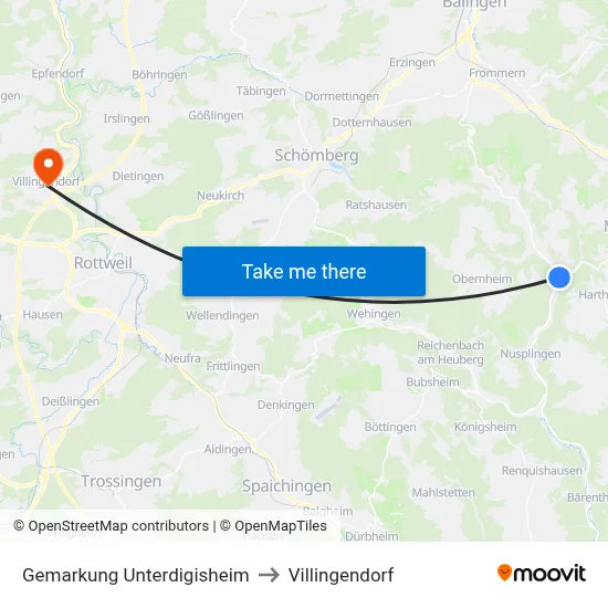 Gemarkung Unterdigisheim to Villingendorf map