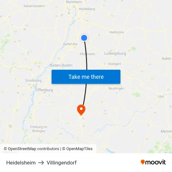 Heidelsheim to Villingendorf map