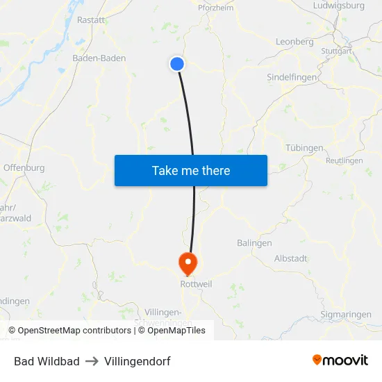 Bad Wildbad to Villingendorf map