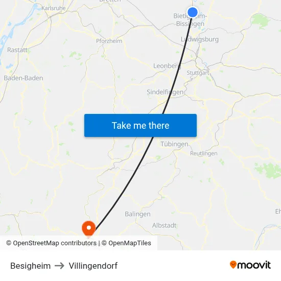 Besigheim to Villingendorf map