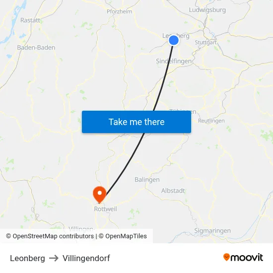 Leonberg to Villingendorf map