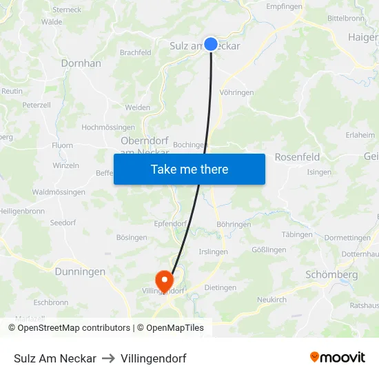 Sulz Am Neckar to Villingendorf map
