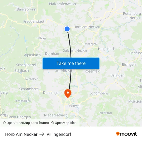 Horb Am Neckar to Villingendorf map