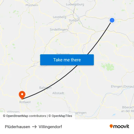 Plüderhausen to Villingendorf map