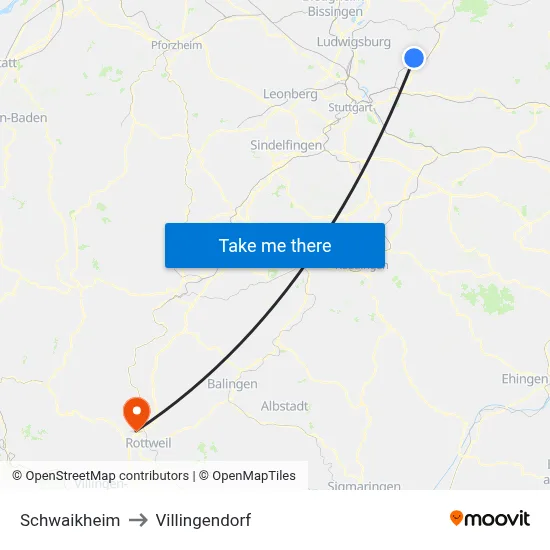 Schwaikheim to Villingendorf map