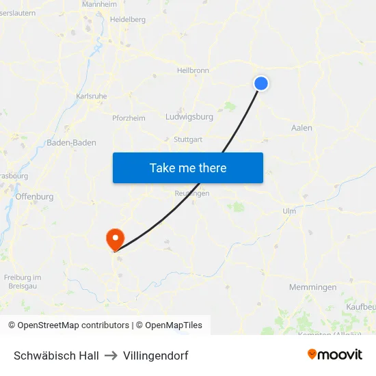 Schwäbisch Hall to Villingendorf map