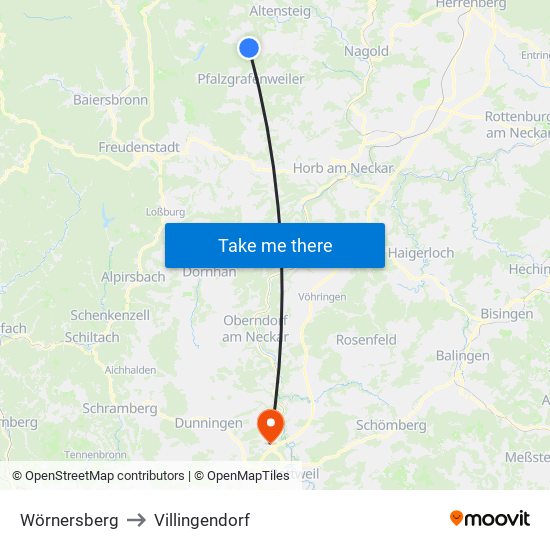 Wörnersberg to Villingendorf map