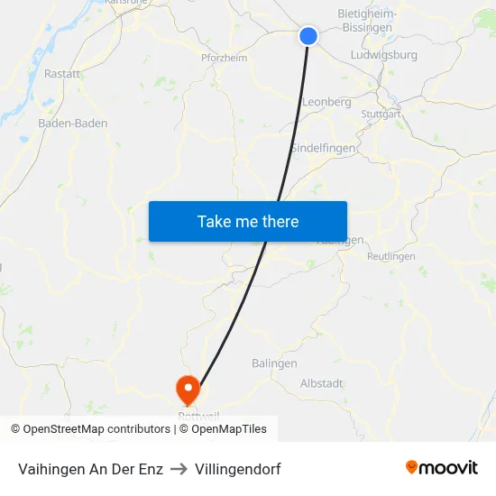 Vaihingen An Der Enz to Villingendorf map