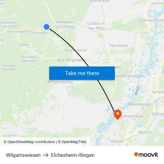 Wilgartswiesen to Elchesheim-Illingen map