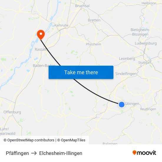 Pfäffingen to Elchesheim-Illingen map